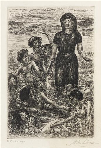 JOHN SLOAN (1871-1951) Sally, Kids and Philip Bathing.                                                                                           